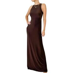 NWT MISA Los Angeles, maxi dress in espresso, L